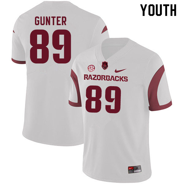 Youth #89 Grayson Gunter Arkansas Razorbacks College Football Jerseys Sale-White - Click Image to Close